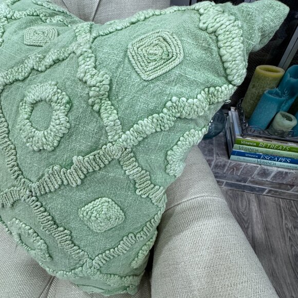 Artistic Accents Sage Green Embroidered Pillow - Picture 3 of 4